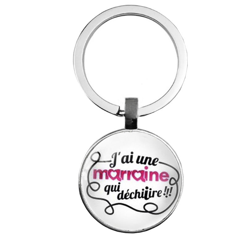Wholesale of 25MM Time Gemstones Alloy Keychain